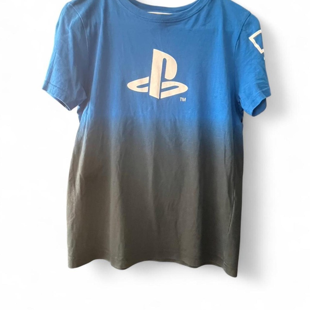 H & M Youth Boys PlayStation Blue and Black Ombré Tee Size 12/14 Gaming